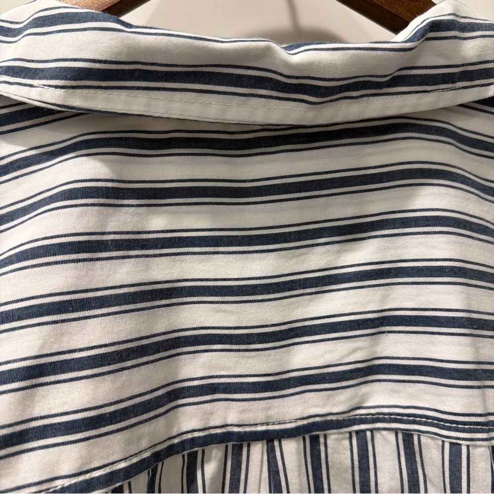 Maeve Anthropologie Blue and White Striped Button Shirt minimalist classic - Picture 10 of 11